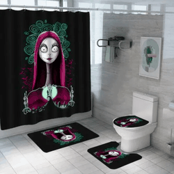 Jack Skellington and Sally Nightmare Before Christmas Shower Curtain Sets For Bathroom Decor