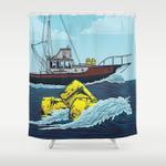 jaws orca illustration shower curtain 0
