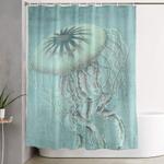 jellyfish underwater aqua turquoise art shower curtain 0
