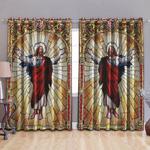 jesus christian stained glass pattern blackout curtains home decor gift for family blackout window curtains 100 polyester 41 7 107 9 0