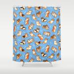 jolly corgis in blue shower curtain 0