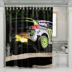 jumping of racing car extreme shower curtains 0