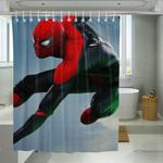 jumping spiderman far from home tom holland shower curtains 0