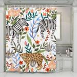 jungle animals and flora art shower curtains 0