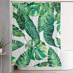 jungle leaves banana monstera shower curtain 0