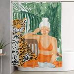 jungle vacay painting illustration shower curtain 0