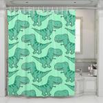 kid green dinosaurs cartoon shower curtains 0