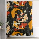 koi in black water shower curtain 0