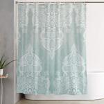 lace shadows soft sage grey white moroccan doodle shower curtain 0