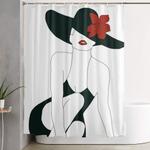 lady in black shower curtain 0