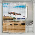 landing offroad car racing shower curtains 0