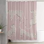 leopard block party pink shower curtain 0
