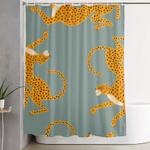 leopard race blue shower curtain 0