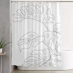 line art monstera leaves shower curtain 0