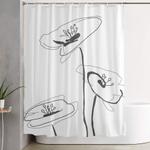 line art of flowers shower curtain 0