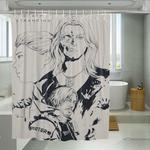 line grey main character death stranding shower curtains 0