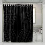 lines curve dark pattern shower curtains 0