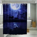 lion king silhouette blue moon shower curtains 0