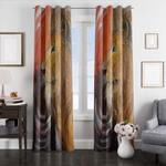 lion painting window curtains 0