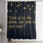 look up at the stars not down at your feet gold glitter effect typography shower curtain 0