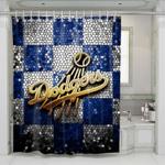 los angeles dodgers glitter logo shower curtains 0
