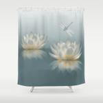 lotus and dragonfly shower curtain 0