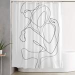lovers minimal line drawing shower curtain 0