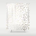 luxe gold painted polka dot on white shower curtain 0