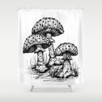 magic mushrooms ink drawing shower curtain 0