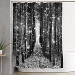 magical forest black white gray shower curtain 0