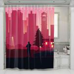 man silhouette vaporwave shower curtains 0