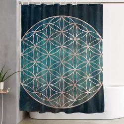 Mandala Flower Of Life Rose Gold Space Stars Shower Curtain Set For Bathroom Decor Best Gift For Love