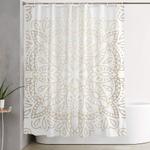 mandala white gold shimmer by nature magick shower curtain 0