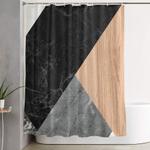 marble and wood abstract shower curtain 0