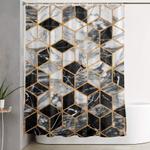 marble cubes black and white shower curtain 0