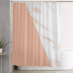 Marble Geometric Rose Gold Pink Quartz Shower Curtain Set For Bathroom Decor Best Gift For Friends