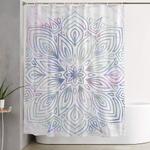 marble mandala purple blue rose gold shower curtain 0