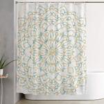 marble mandala sea shimmer gold turquoise shower curtain 0