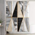 marble triangles black and white shower curtain 0