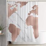marble world map rose gold pink shower curtain 0