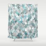 mermaid aqua and grey shower curtain 0
