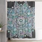 mermaid mandala on deep gray shower curtain 0