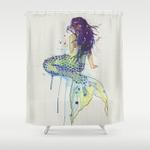 mermaid natural shower curtain 0