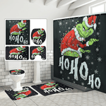 merry christmas shower curtain with hooks xmas how the grinch stole christmas 0
