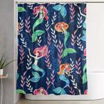 merry mermaids in watercolor shower curtain 0