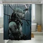 metal gear painting death stranding shower curtains 0