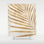 metallic gold palm leaf shower curtain 0
