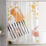 mid century modern abstract blush and gold pattern iv shower curtain 0