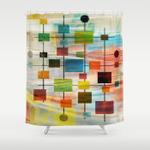 mid century modern art 1 3 graffiti style shower curtain 0