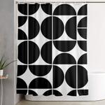 mid century modern geometric 04 black shower curtain 0